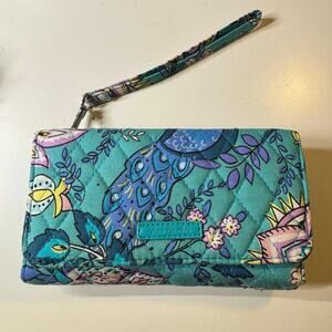 Vera Bradley RFID Accordion Wristlet Wallet, Peacock Garden